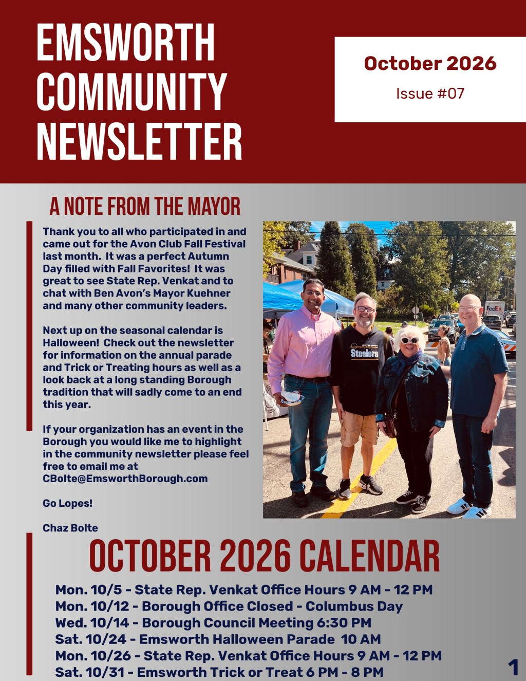 OCTOBER NEWSLETTER